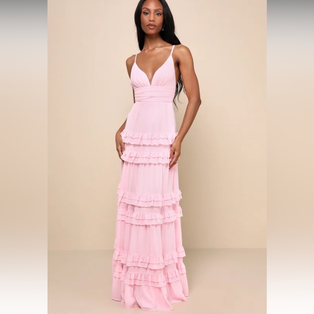 Lulus Pink Ruffled Maxi Dress